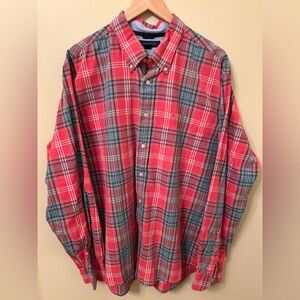 Tommy Hilfiger Red and Green Plaid Shirt
